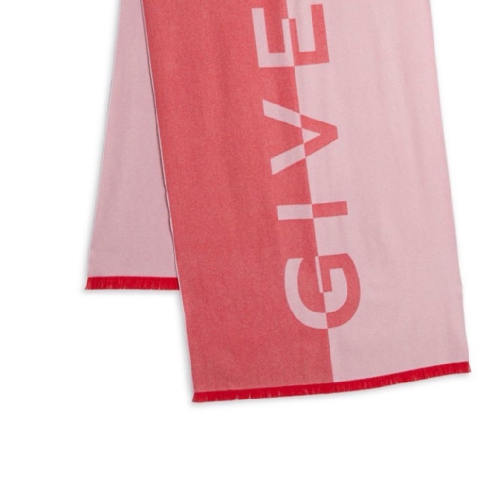 Givenchy Pink and Red Wool Blend Scarf